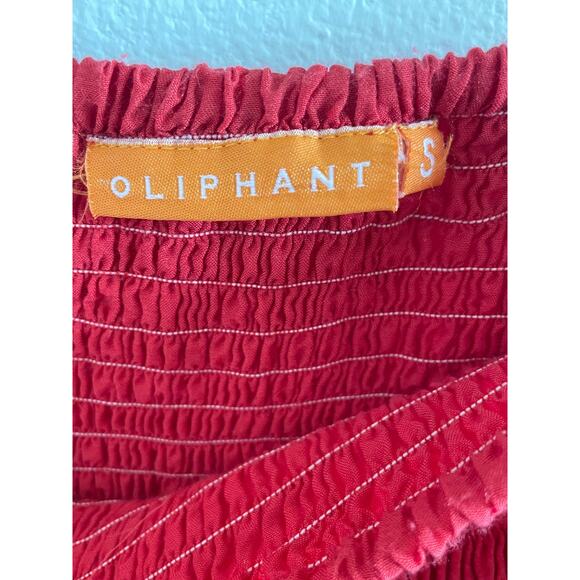 Oliphant Tiered Boho Maxi Skirt Pink Red Smocked Waist Size S - Picture 3 of 8